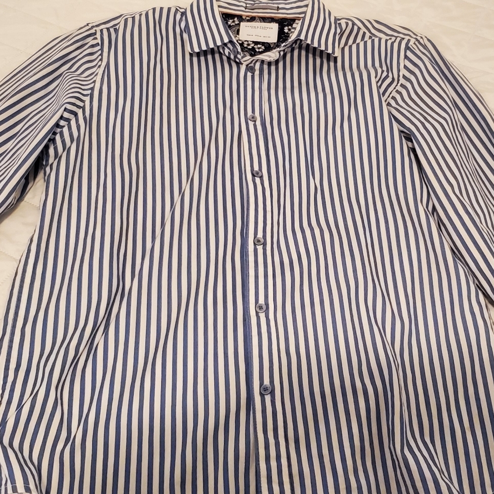 Denim and Flower Ricky Singh Size Medium Button Up Striped Shirt